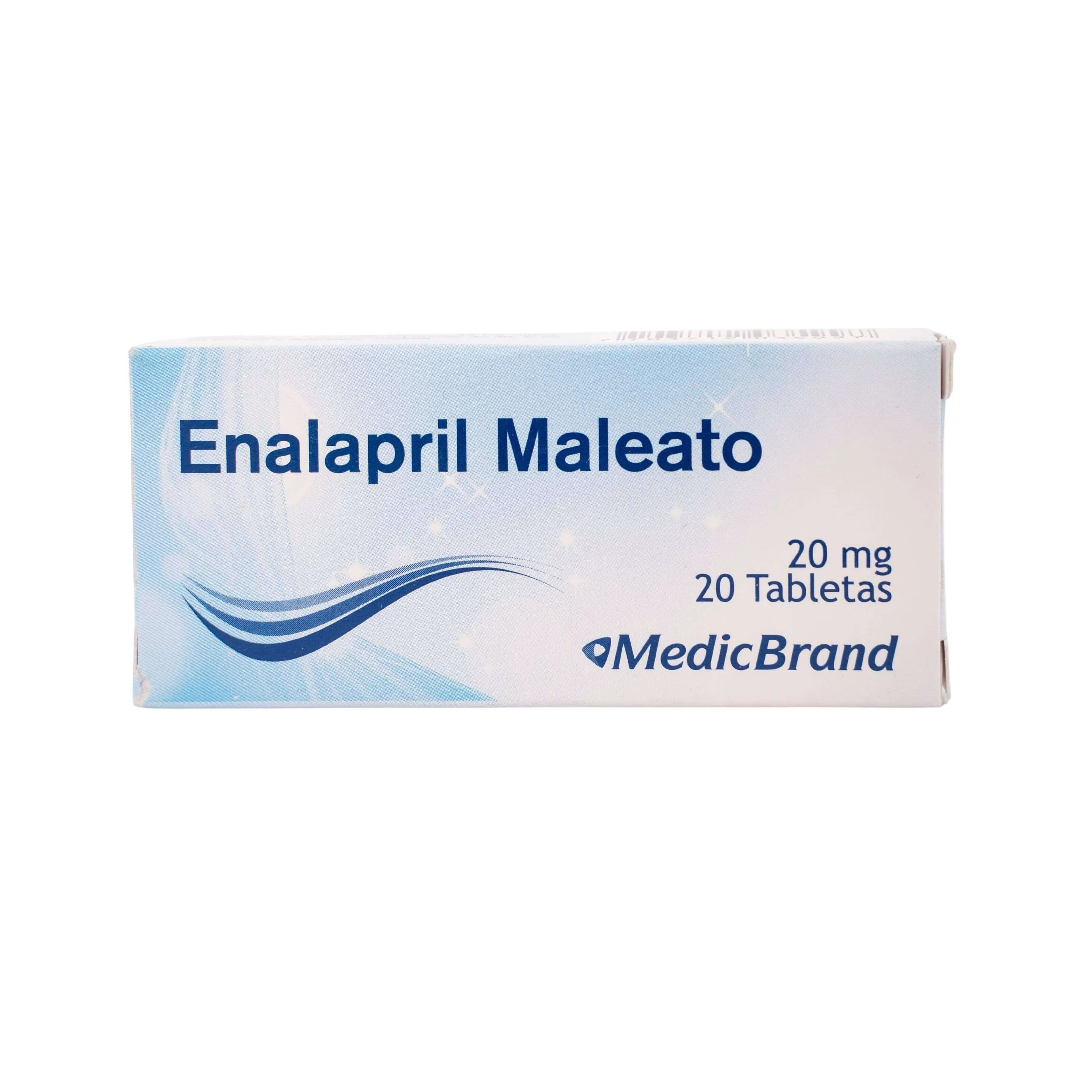 Enalapril Maleato Tabletas 20 Mg 20 Und