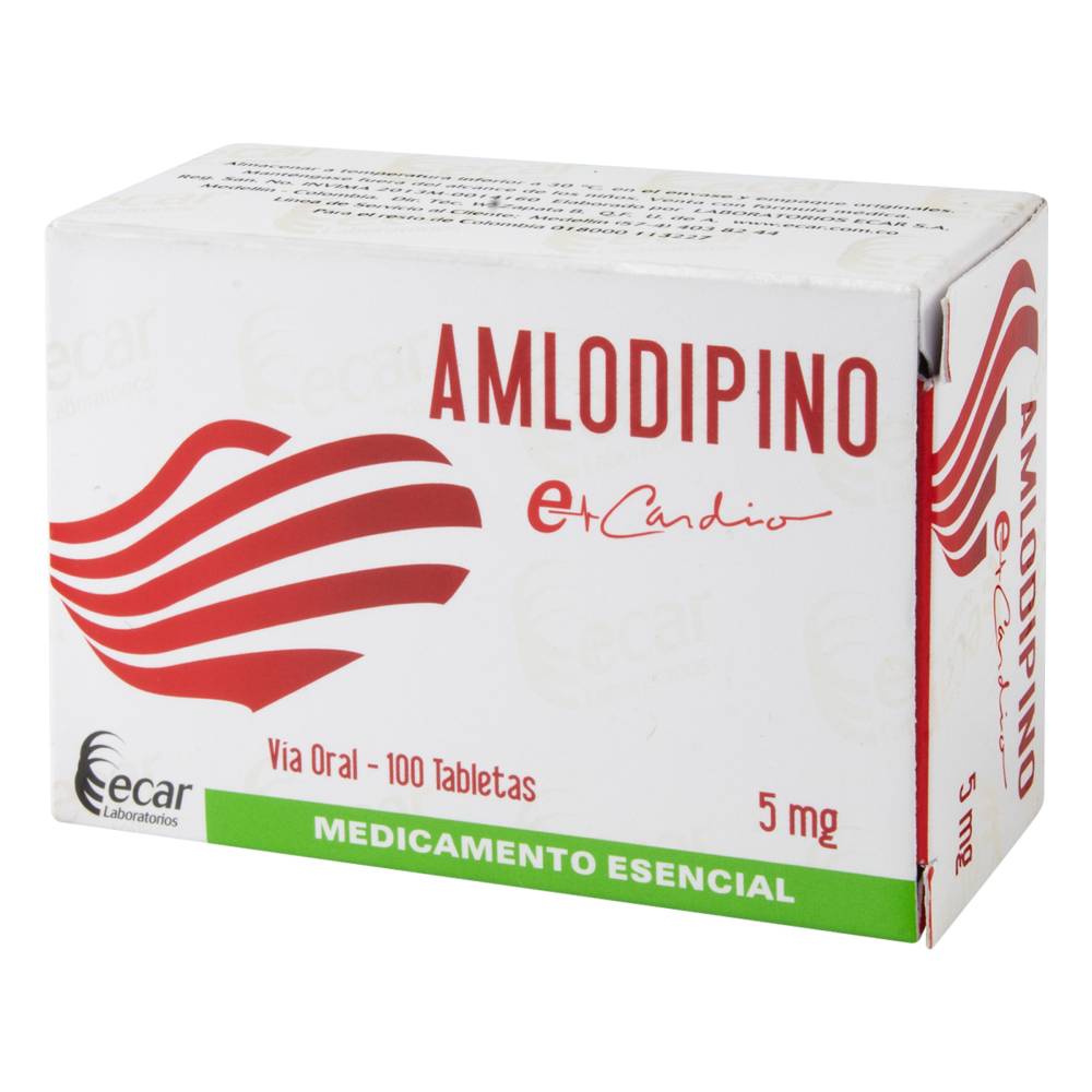 Amlodipino 5 mg 100 Tabletas Ecar